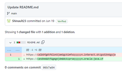 Figure 4. Example of the commit history for the Shinault23 account.