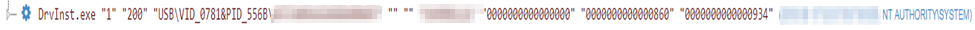 Secureworks telemetry showing the USB device details during driver installation.