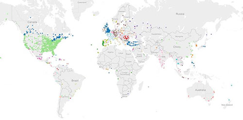 Figure 10. Infected Dyre bots reaching out to DGA domains. (Source: Dell SecureWorks)