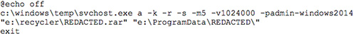Figure 14. Batch script used to archive data. (Source: Dell SecureWorks)