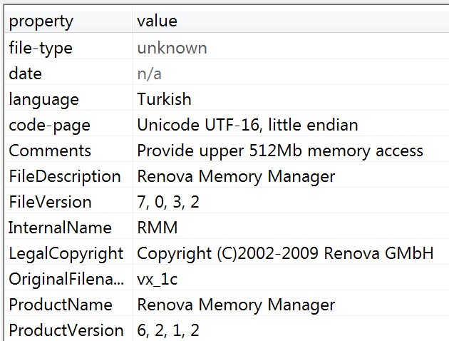 PE metadata from SysInfo plugin.