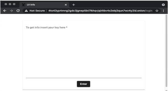 LV ransom payment site key submission form.